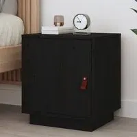 Byrne Pinewood Bedside Cabinet with 1 Door - Black