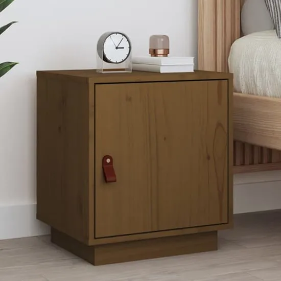 Byrne Pinewood Bedside Cabinet with 1 Door - Brown image