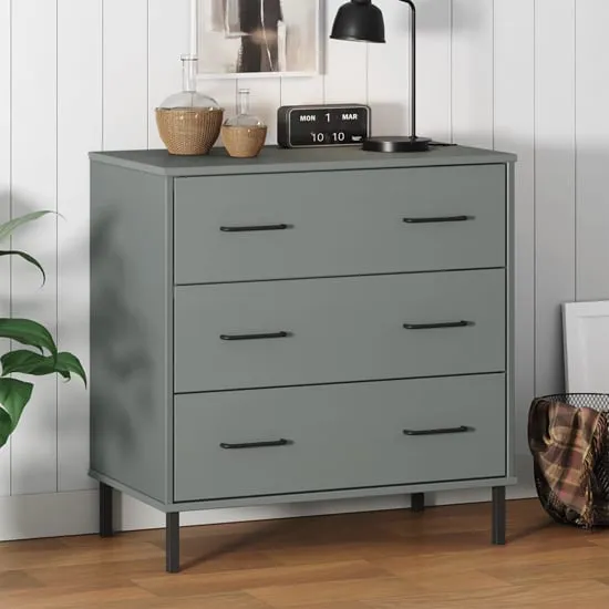 Byron 3-Drawer Chest - Grey, Pine Wood image