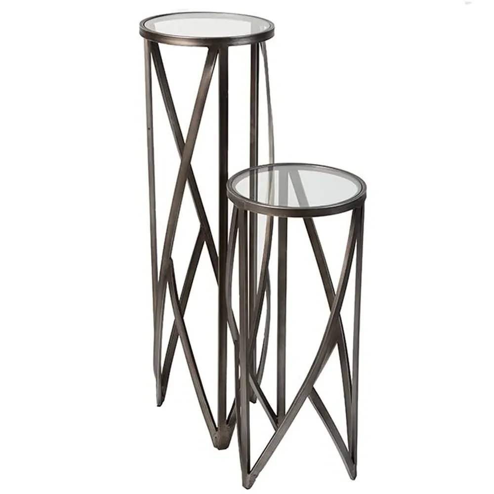 Byron Set of 2 Decorative Pillars - Anthracite, Glass Metal image