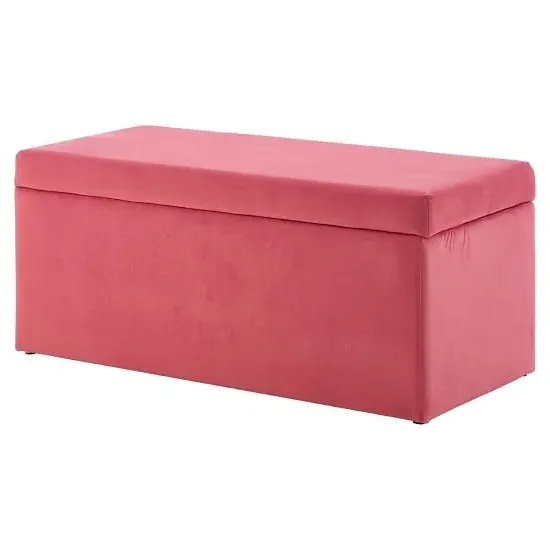 Cabane Kids Ottoman with Storage - Pink, Velvet