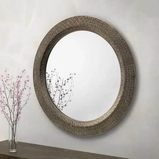 Cabrera Large Round Wall Mirror - Pewter