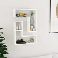 Cachi Set of 2 Wall Shelves - White, Engineered Wood alternate view