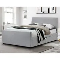 Cactus King Size Bed Frame with Storage - Light Grey, Linen