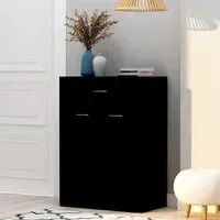 Cadao Shoe Storage Cabinet with 2 Doors - Black, Engineered Wood
