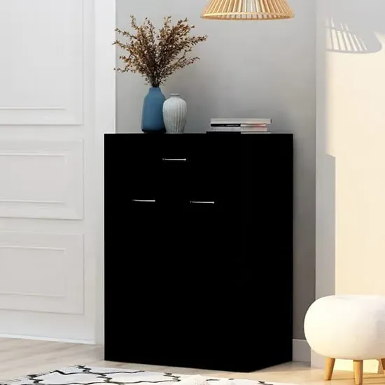 Cadao Shoe Storage Cabinet with 2 Doors - Black, Engineered Wood image