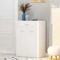 Cadao Shoe Storage Cabinet with 2 Doors - White, Engineered Wood