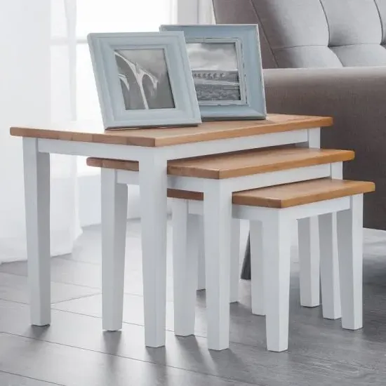 Cadee Set of 3 Nesting Tables - White, Oak image