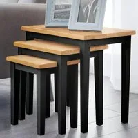Cadee Square Nest of 3 Tables - Black, Wood