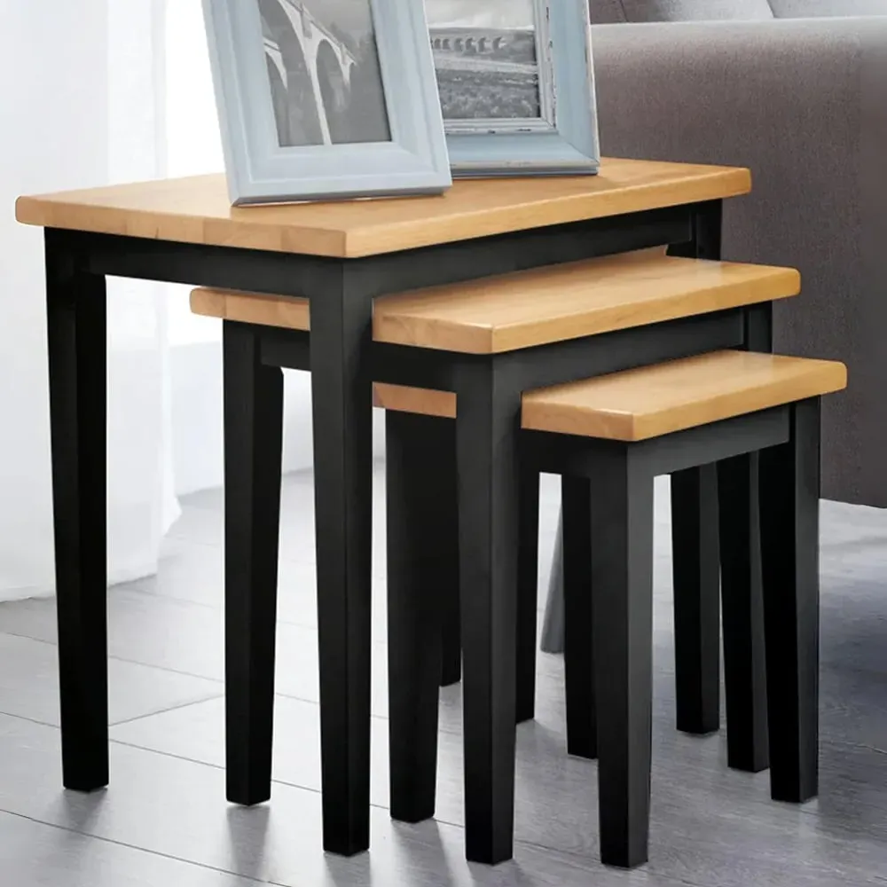Cadee Square Nest of 3 Tables - Black, Wood image