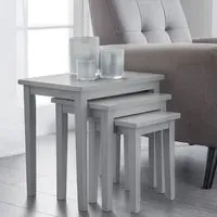 Cadee Square Nest of 3 Tables - Grey, Rubberwood