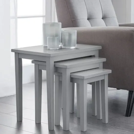 Cadee Square Nest of 3 Tables - Grey, Rubberwood