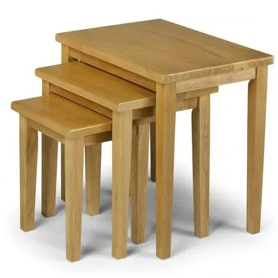 Cadee Square Nest of 3 Tables - Light Oak, Hardwood
