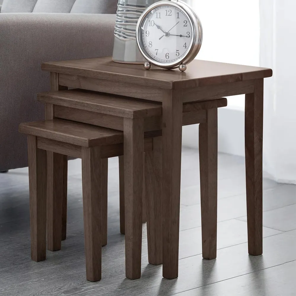 Cadee Square Nest of 3 Tables - Walnut, Wood
