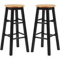 Cadell Bar Stools Pair - Black, Hevea Wood