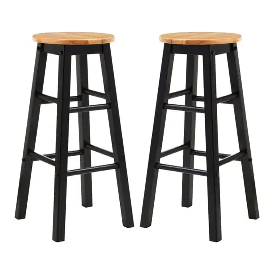 Cadell Bar Stools Pair - Black, Hevea Wood image
