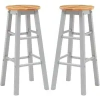 Cadell Bar Stools Pair - Grey, Hevea Wood