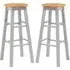 Cadell Bar Stools Pair - Grey, Hevea Wood