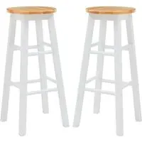 Cadell Bar Stools Pair - White, Hevea Wood
