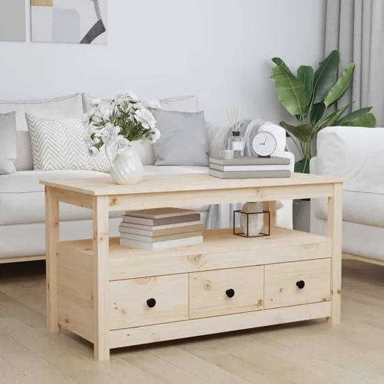 Cadell Coffee Table with 3 Drawers - Natural, Pine Wood image
