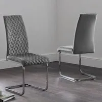 Cadewyn Cantilever Dining Chairs Pair - Grey, Velvet alternate view
