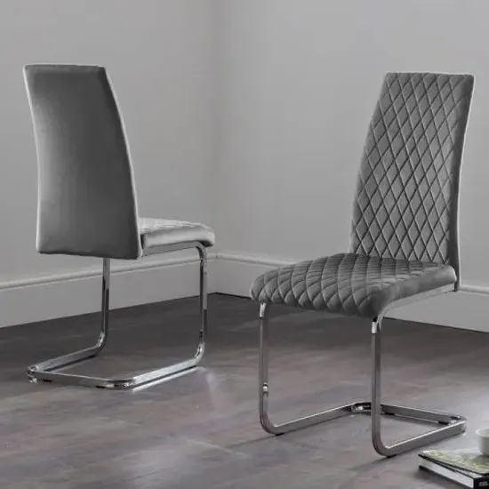 Cadewyn Cantilever Dining Chairs Pair - Grey, Velvet product