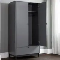 Cadhla 2-Door Wardrobe with Drawer - Storm Grey, MDF