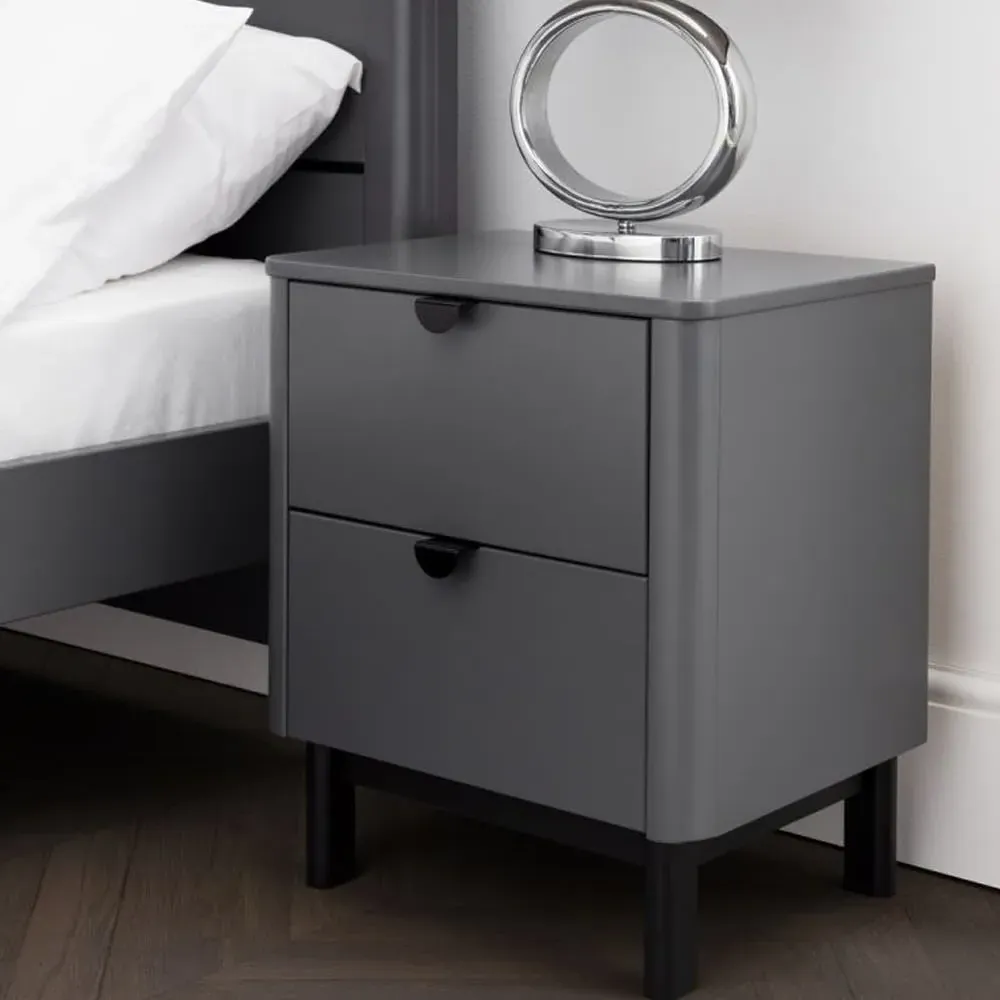 Cadhla Bedside Cabinet with 2 Drawers - Storm Grey, MDF image