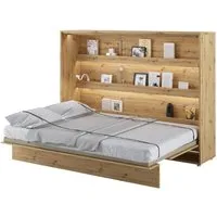 Cadillac Horizontal Wall Double Bed with Storage - Artisan Oak