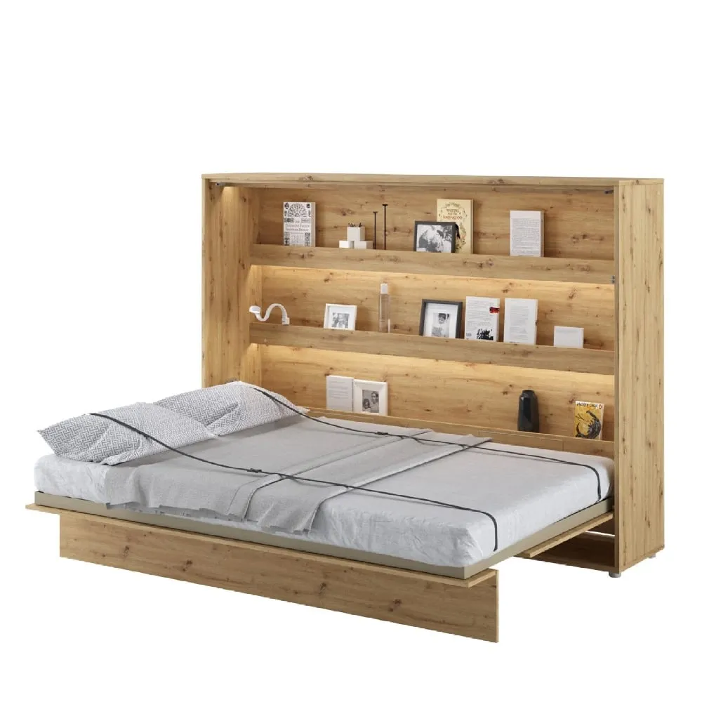 Cadillac Horizontal Wall Double Bed with Storage - Artisan Oak