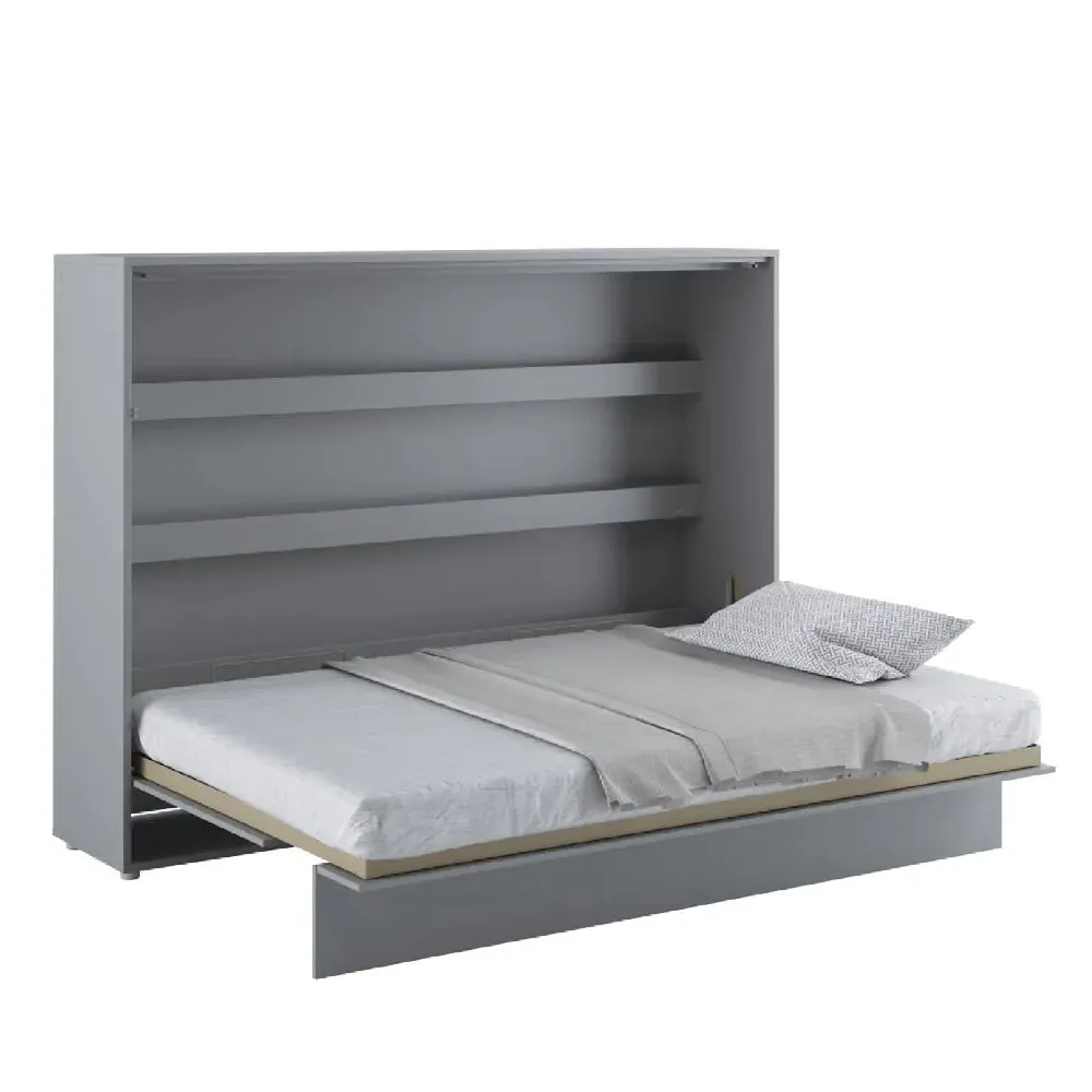 Cadillac Horizontal Wall Double Bed with Storage - Matt Grey