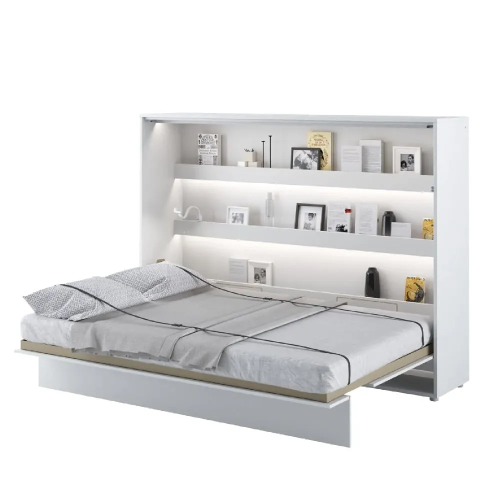Cadillac Horizontal Wall Double Bed with Storage - White