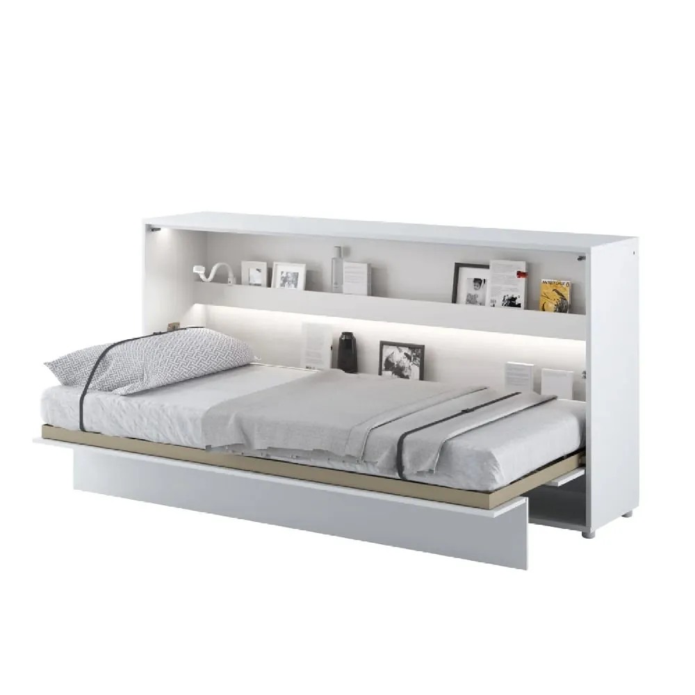 Cadillac Horizontal Wall Single Bed with Storage - Matt White