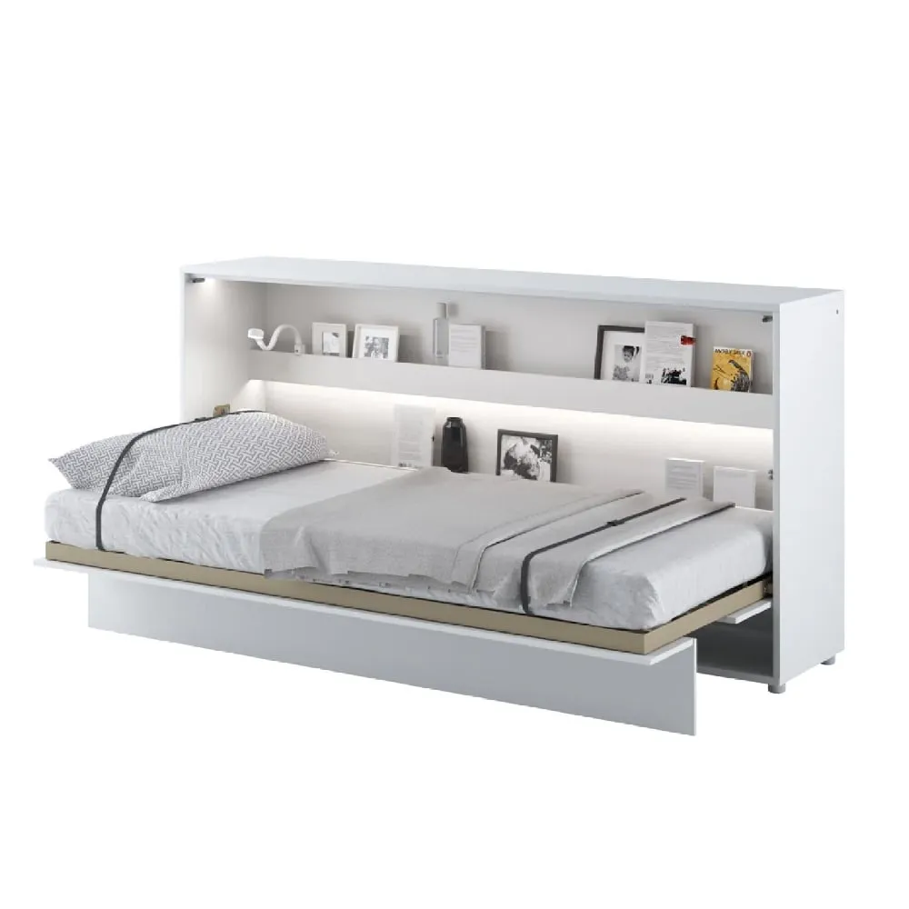 Cadillac Horizontal Wall Single Bed with Storage - White