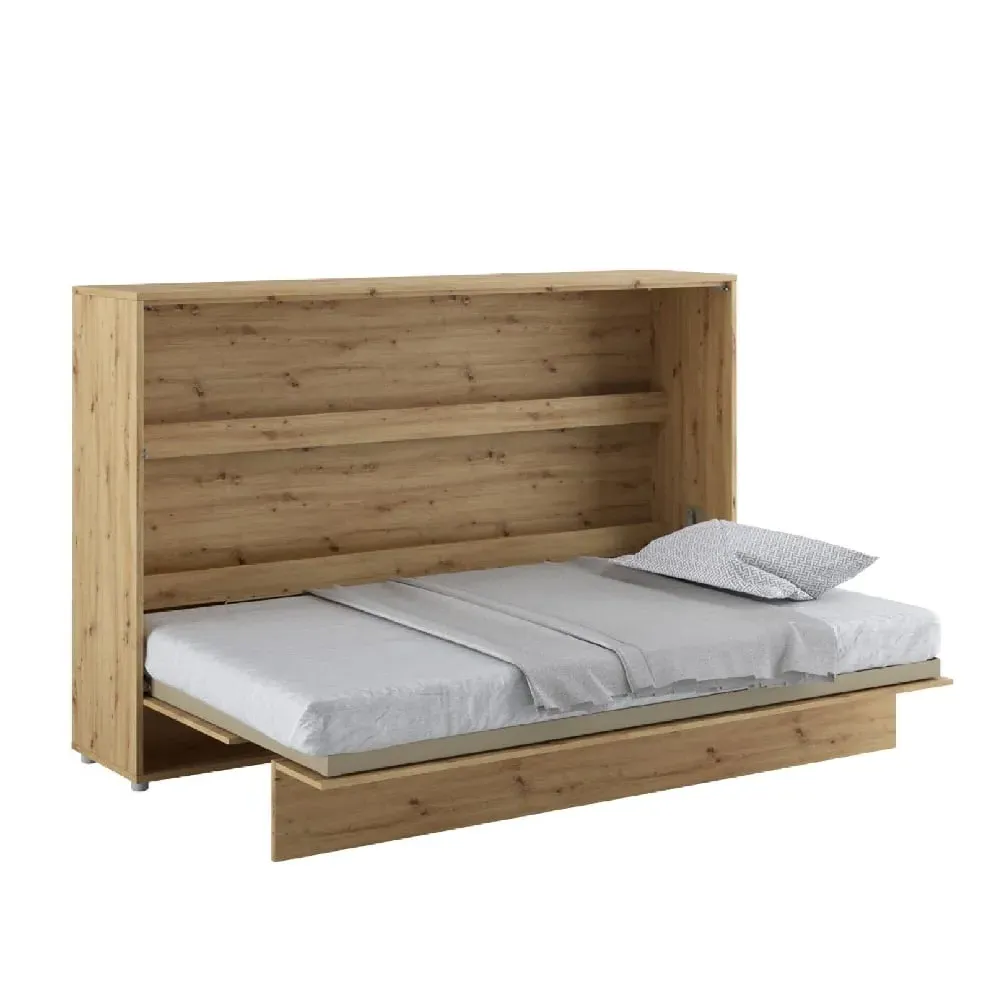 Cadillac Horizontal Wall Small Double Bed with Storage - Artisan Oak