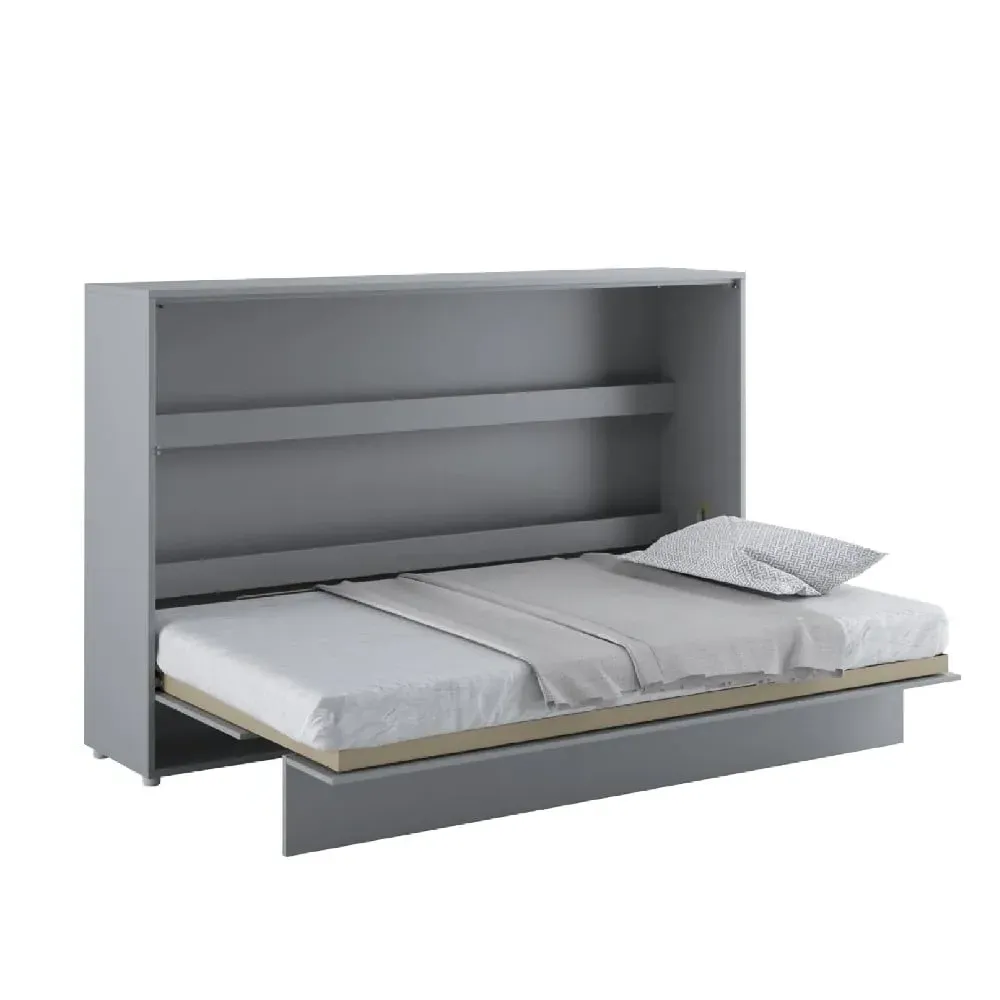 Cadillac Horizontal Wall Small Double Bed with Storage - Matt Grey