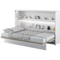 Cadillac Horizontal Wall Small Double Bed with Storage - Matt White
