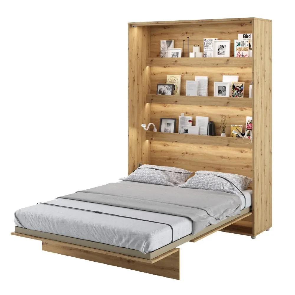 Cadillac Vertical Wall Double Bed with Storage - Artisan Oak