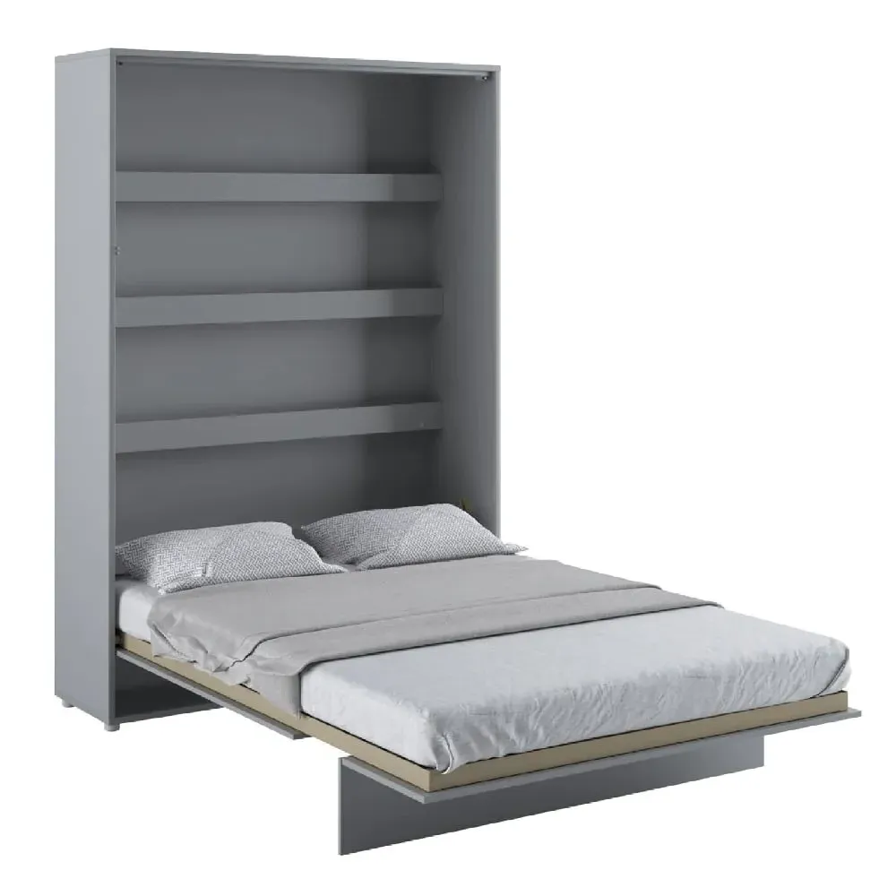 Cadillac Vertical Wall Double Bed with Storage - Matt Grey