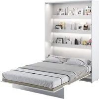 Cadillac Vertical Wall Double Bed with Storage - Matt White