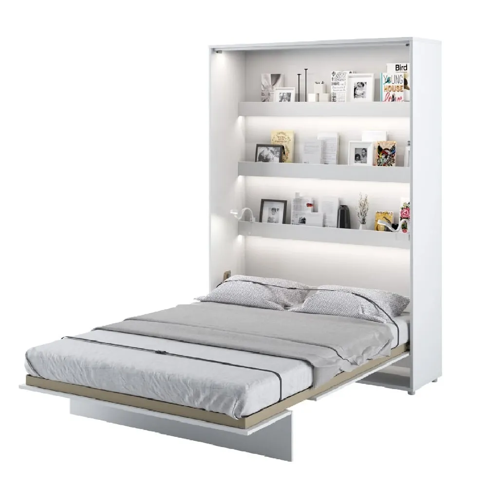Cadillac Vertical Wall Double Bed with Storage - Matt White