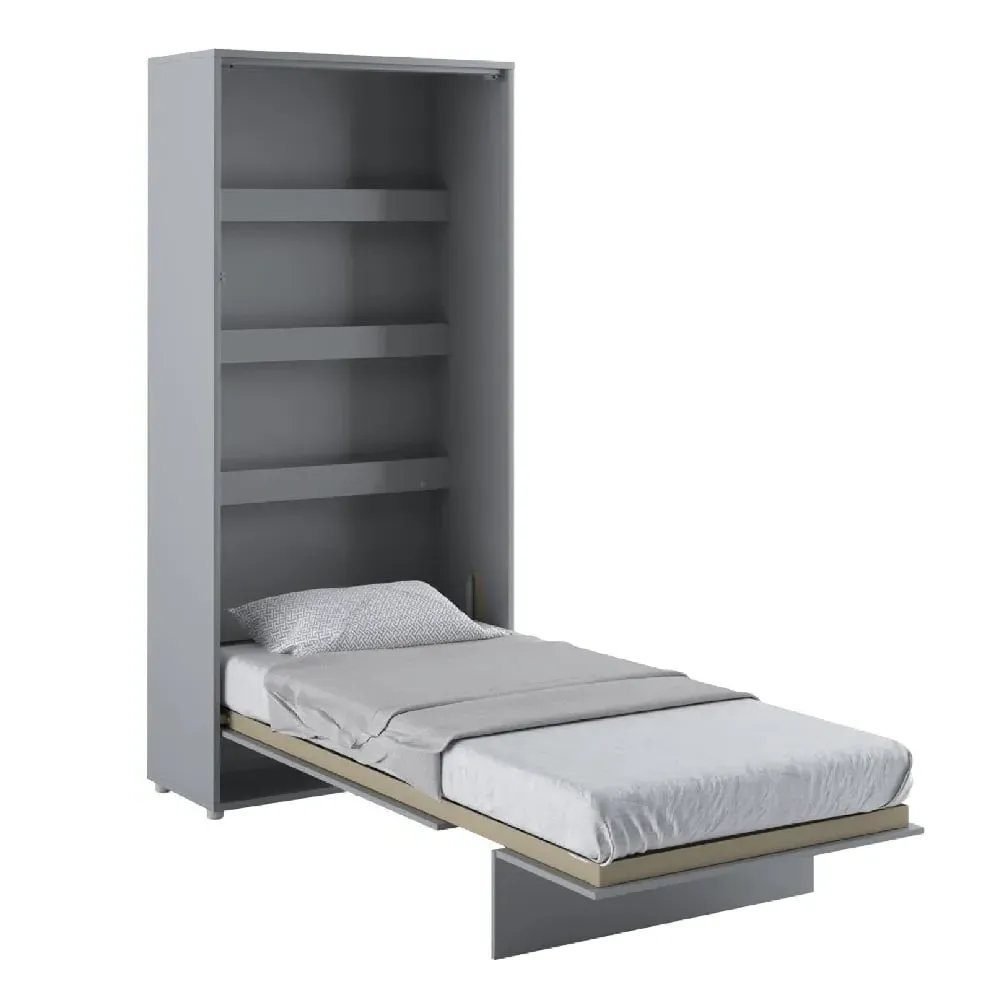 Cadillac Vertical Wall Single Bed with Storage - Matt Grey