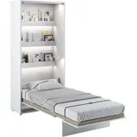 Cadillac Vertical Wall Single Bed with Storage - Matt White