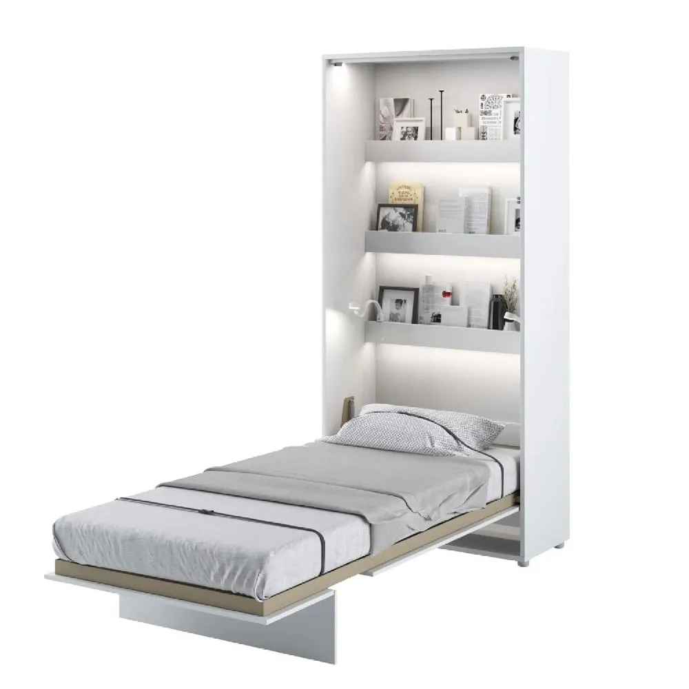 Cadillac Vertical Wall Single Bed with Storage - White