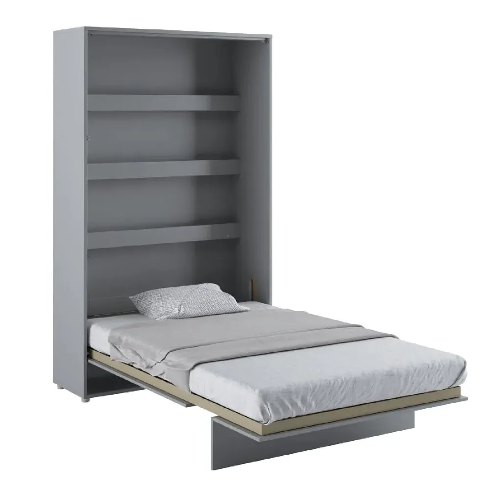 Cadillac Vertical Wall Small Double Bed with Storage - Matt Grey