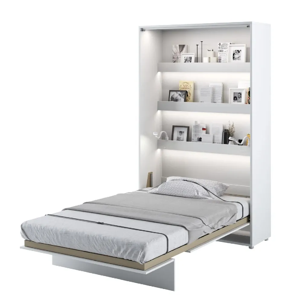 Cadillac Vertical Wall Small Double Bed with Storage - Matt White