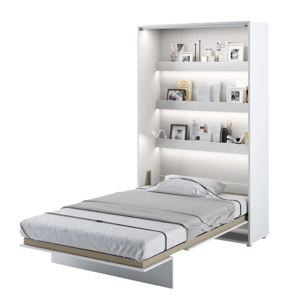Cadillac Vertical Wall Small Double Bed with Storage - White