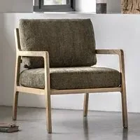 Cadiz Fabric Armchair with Wooden Frame - Green