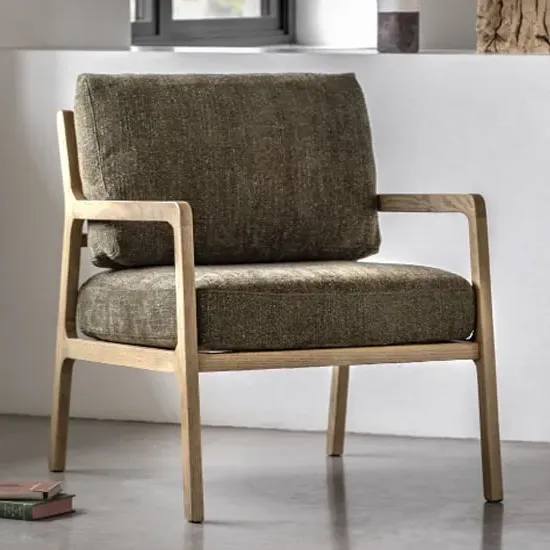 Cadiz Fabric Armchair with Wooden Frame - Green image