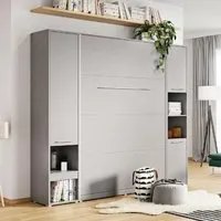 Cadott Double Wall Bed with LED Storage - Grey, Laminated Wood